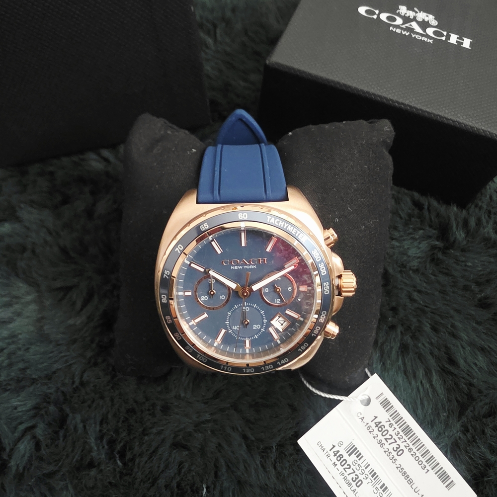 Coach Navy and Rose Gold Chronograph Watch - Picture 1 of 5